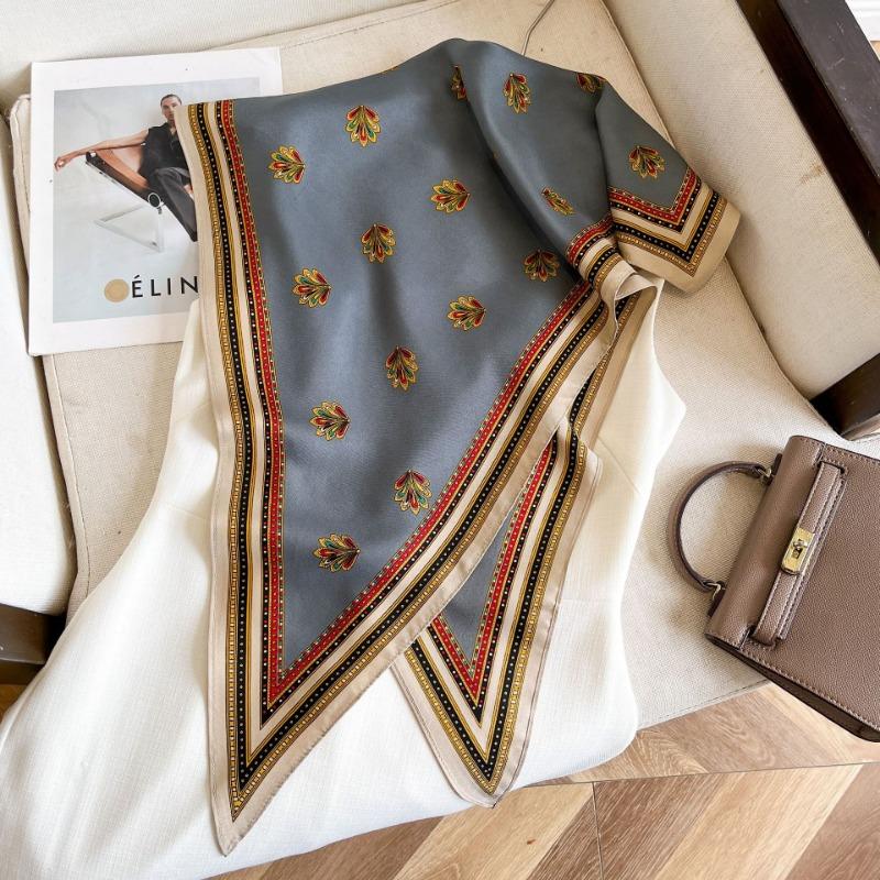 Fashion Lightweight Imitated Silk Triangular Neck Scarf For Women Daily Wear