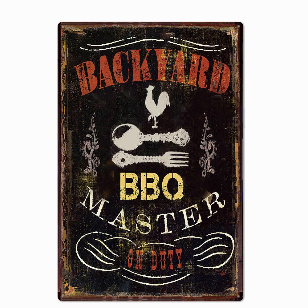 ZONA BARBECUE DEL PAPÀ Targa Retro Segni di Latta in Metallo Pub Cucina Casa Griglia Decorazione da Parete Vintage 20X30CM