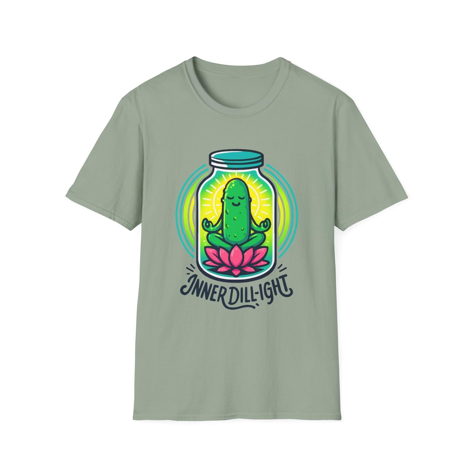 Unisex Softstyle T-Shirt Mens Womens Tees Top Meditating Pickle Lotus Neon Brine Jar Graphic Tee S