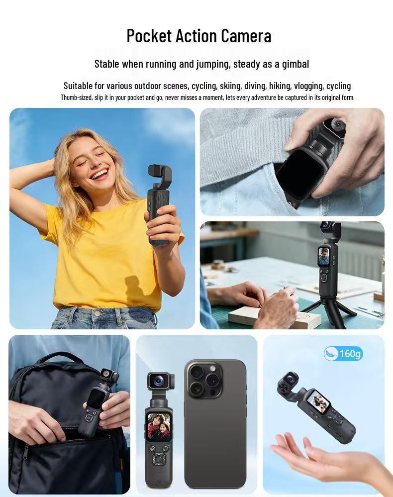 4K HD Pocket Gimbal Vlog Camera M105: Handheld Sports & Travel Camera for Outdoor Adventures