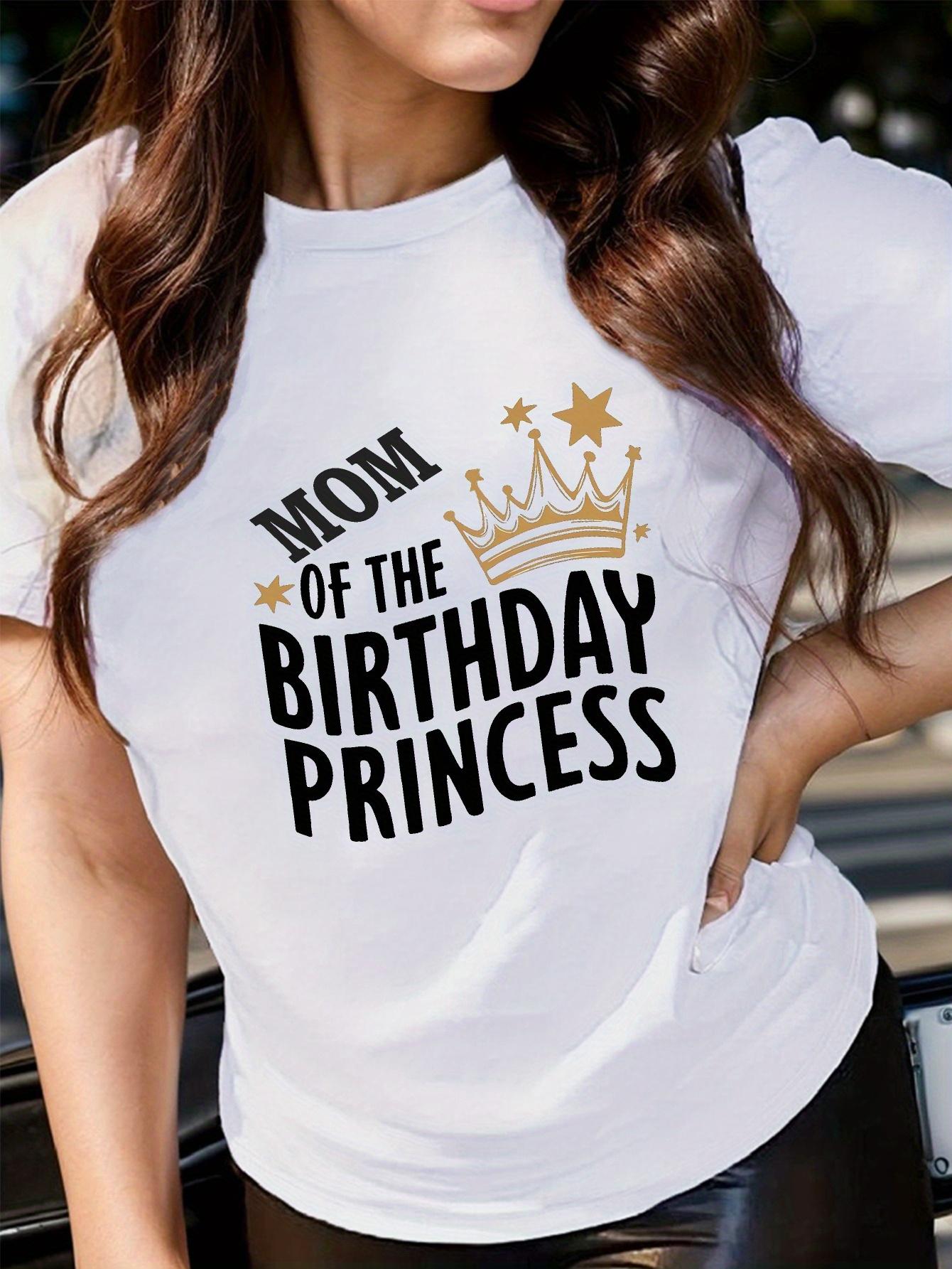 Mom of the Birthday Princess Crown T-shirt XL