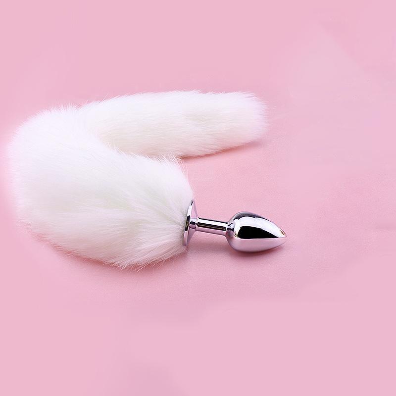 Metal Anal Plug with Soft Fox Tail for Men Women Wearable Intimate Toy for Cosplay Roleplay Sensual Massage Adult Bedroom Fun