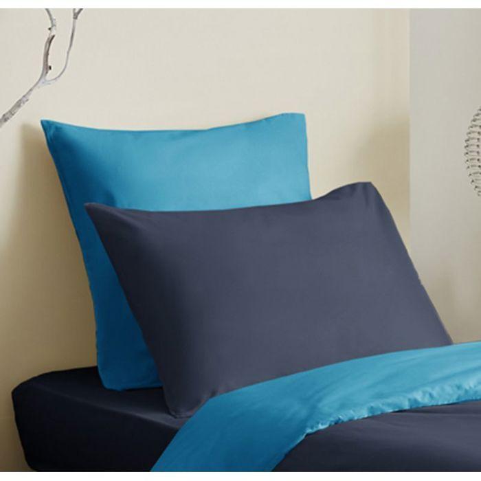 Complete Pack 4 Pieces Navy/Turquoise Reversible Duvet Cover for Bed 90 X 190 Cm