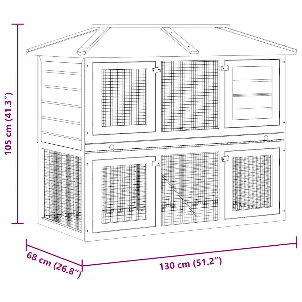 Small Animal Rabbit Hutch 2 Story Wooden Design