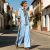 Conjuntos de 2 Peças Color Block para Mulheres Camisas de Manga Curta com Decote em V Profundo e Calças de Perna Larga Conjuntos de Verão para Relaxar