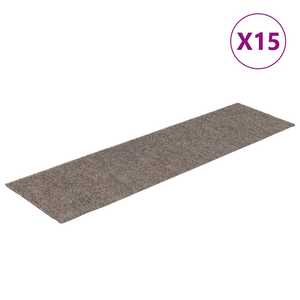 Self Adhesive Stair Treads 15 pcs 76 x 20 cm Beige Rectangular