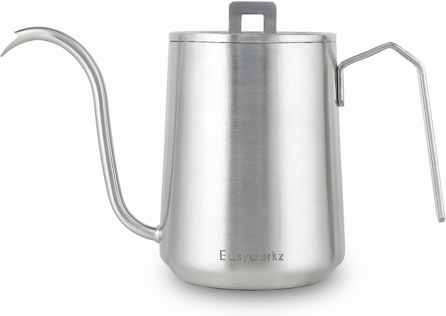 

Easyworkz Gooseneck Kettle, 600ml, Stainless Steel Hand Drip Coffee Pot with Elongated Spout [Brushed Silver]