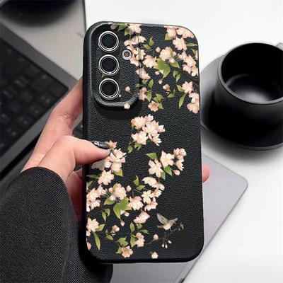 Custodia Sottile Morbida con Stampa Floreale Semplice Per Samsung S25 S24 FE S23 Ultra S22 A16 A15 A56 A55 A36 A35 A34 Antiurto Opaca TPU con Texture in Pelle