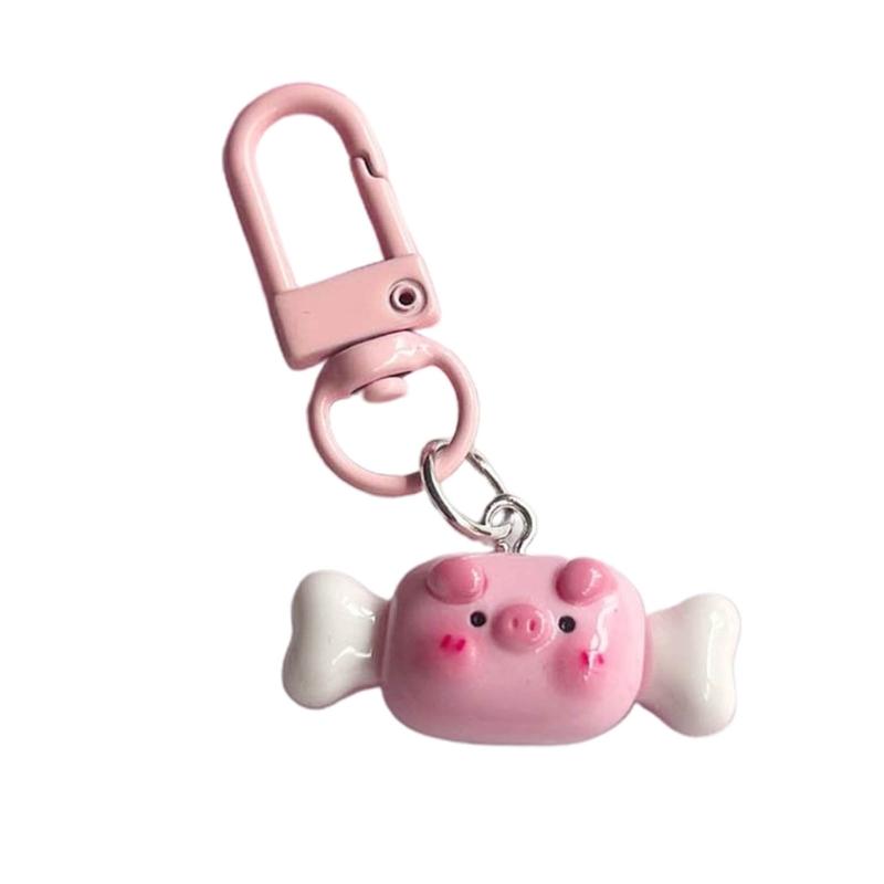 Pig Pendant Alloy Acrylic Material Long Lasting Use Animal Keychain for Bag