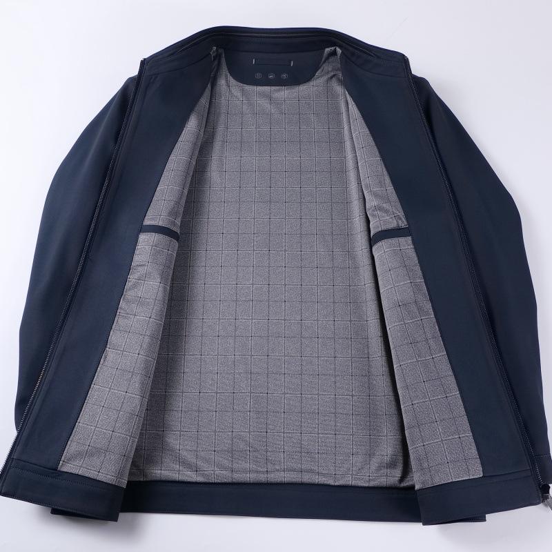 Spring and Autumn New Style Mulberry Silk Jacket Men's Middle-aged Business Stand-up Collar Top Dad's Casual Thin Executive Jacket