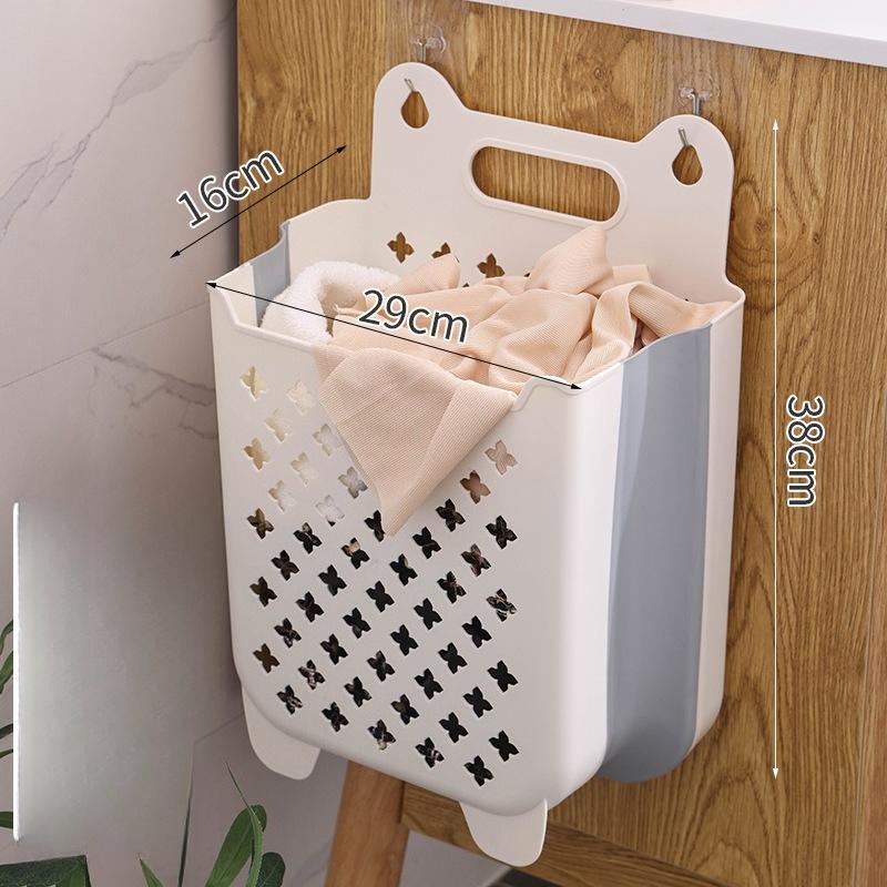 Folding Bathroom Laundry Basket Wall-mounted Dirty Clothes Storage Basket Household Laundry Bag Laundry Bathroom Organizer