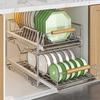 Stainless Steel Pull-Out Kitchen Sink Cabinet Organizer Rack Multi-Functional Drawer Shelf Storage