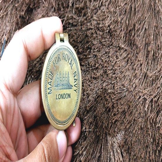 Vintage Brass Brass Antique Compass with Wooden Box Inside Made for the Royal Navy 100 Year Calendar Compass