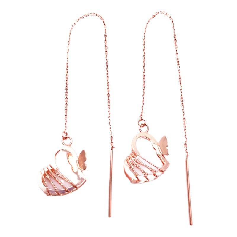 Purple Gold Heart-Shaped Butterfly Earphone, Exquisite Trendy Fashion Rose Gold-Plated Color Gold Earphone.