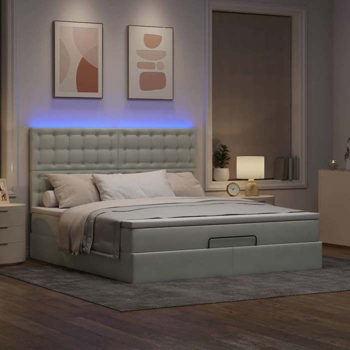 VidaXL Ottoman Bed Frames and Mattress Light Grey 180x200cm Velvet, Bed Frame, Upholstered Bed Frame, Bed Frame 3314480