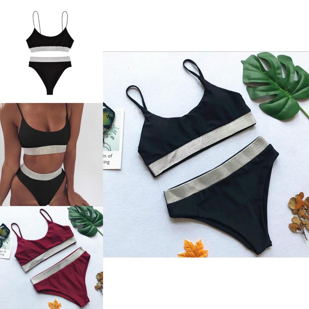 Stunning Sexy Two-piece High Waist Bikini Swimsuit With Sparkling Colorful Sequins