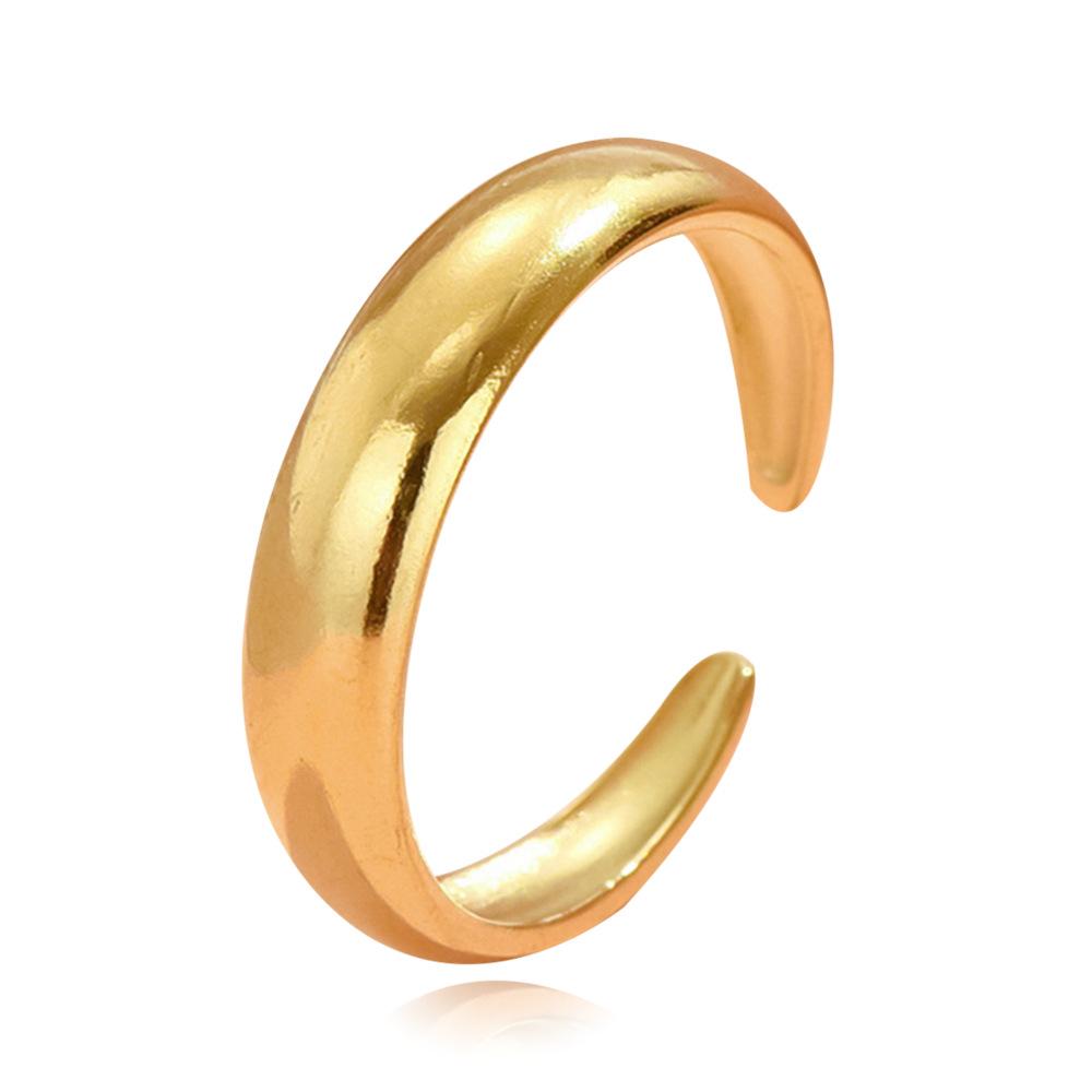 Adjustable European Classic Gold-Plated Stainless Steel Toe/Finger Ring for Women - Non-Fading Simple Band Jewelry