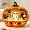 Halloween Pumpkin Bar Ornament Counter Figurine, Cute Ghost Bartender Mini Spooky Tabletop Figurine Scene Statue, Desktop for Home Party Display