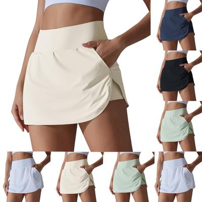 Cool Sunscreen Tennis Skirt High Waist Tight Slimming Back Waist Pocket Sports Yoga Short Skirt