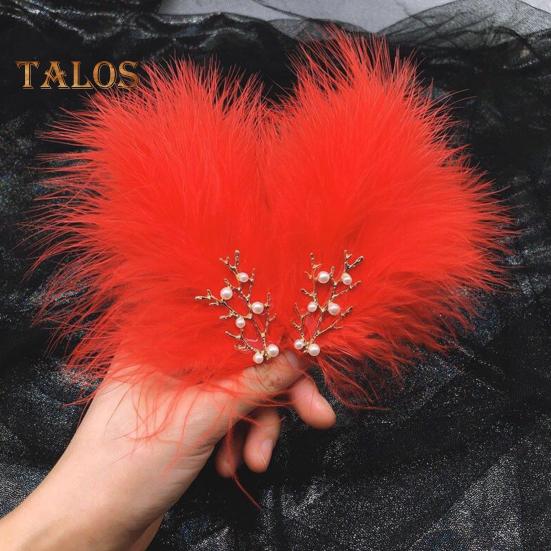 1 Paar Haarspangen für Damen, Federdekor, Kunstperlen, dekorative Haarnadeln im japanischen Stil, Haarschmuck für den Alltag