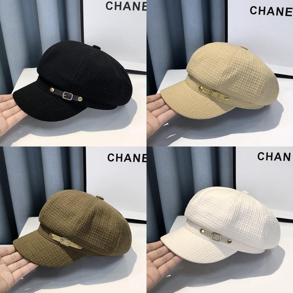 Retro With Beret Solid Color Design And Needle Buckle Decoration For Daily Wear