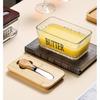 Western-style Glass-sealed Butter Box with Lid, Rectangular Scraper, Household Cheese Preservation Jar, Household Cheese Box
