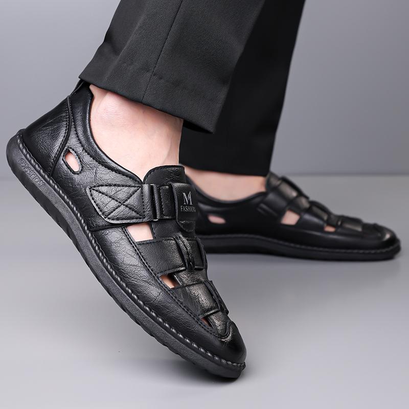 Men's Sandals Shoes Anti-slip Breathable Hollow Outdoor Sports Beach Shoes Casual Sandals Mens Closed Toe Sandals