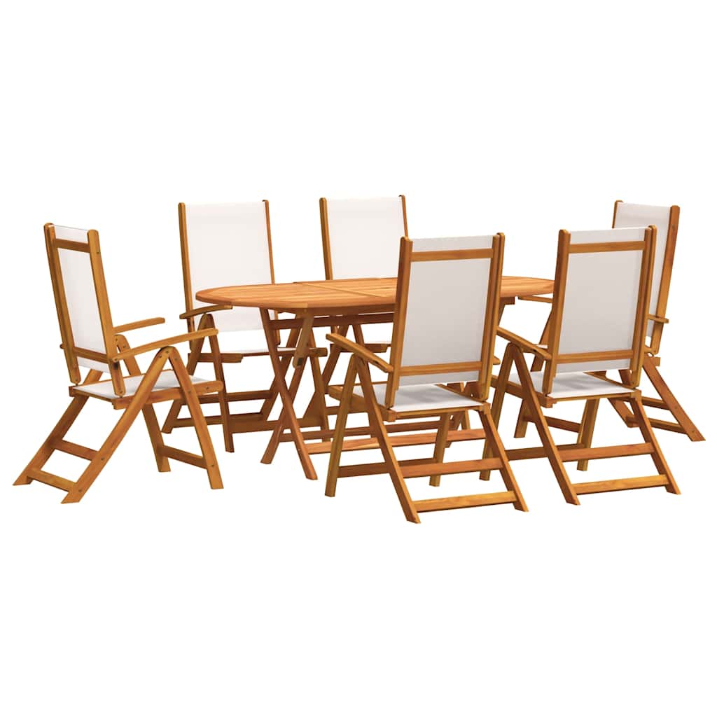 7 Piece Garden Dining Set Solid Acacia Wood and Textilene