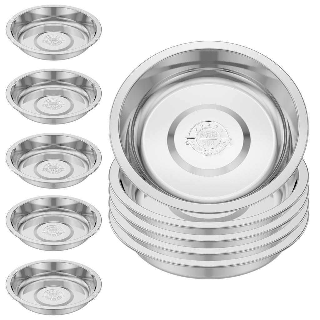 10Pcs Stainless Steel Cat Bowl Shallow Wide Design 14cm Food Dish Pet Water Feeder Bowl For Cats Kitten