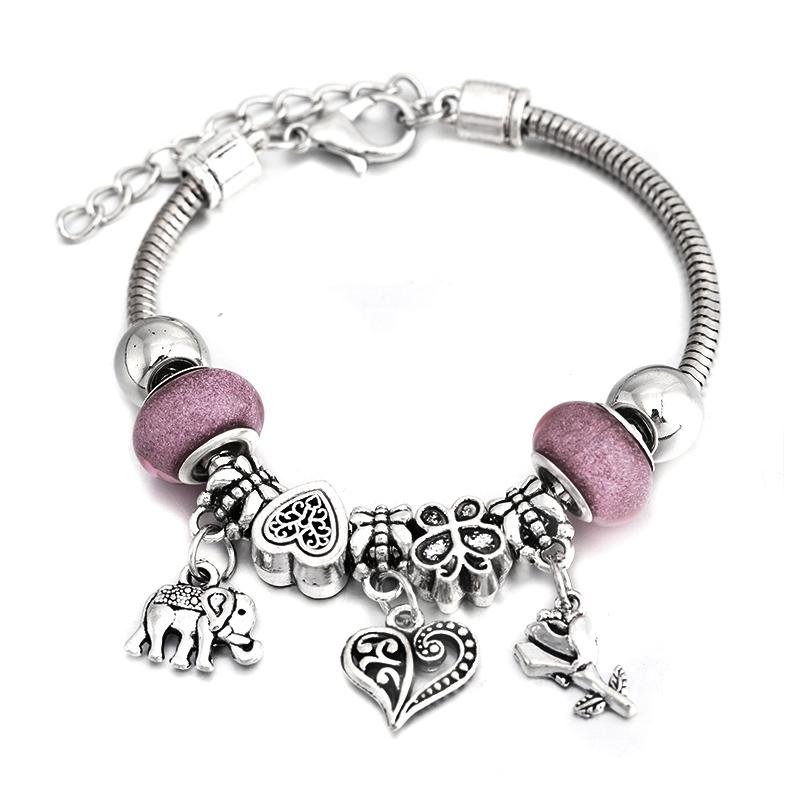Fashion Glamour Bangle Jewelry 6 Colors Metal Lobster Buckle Snake Chain Beaded Bangles For Women Summer Bracelet Romantic Gift