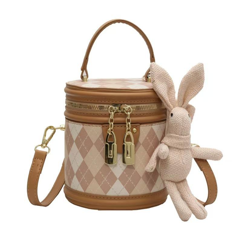 Women'S High-End Fashion Messenger Bag Texture Diamond Portable Bucket Bag