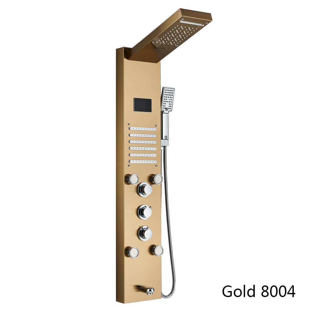 Digital Display Rainfall LED Light Shower Panel Shower Bathroom Black SPA Massage Jet With Handshower Bidet Sprayer Shower Tap