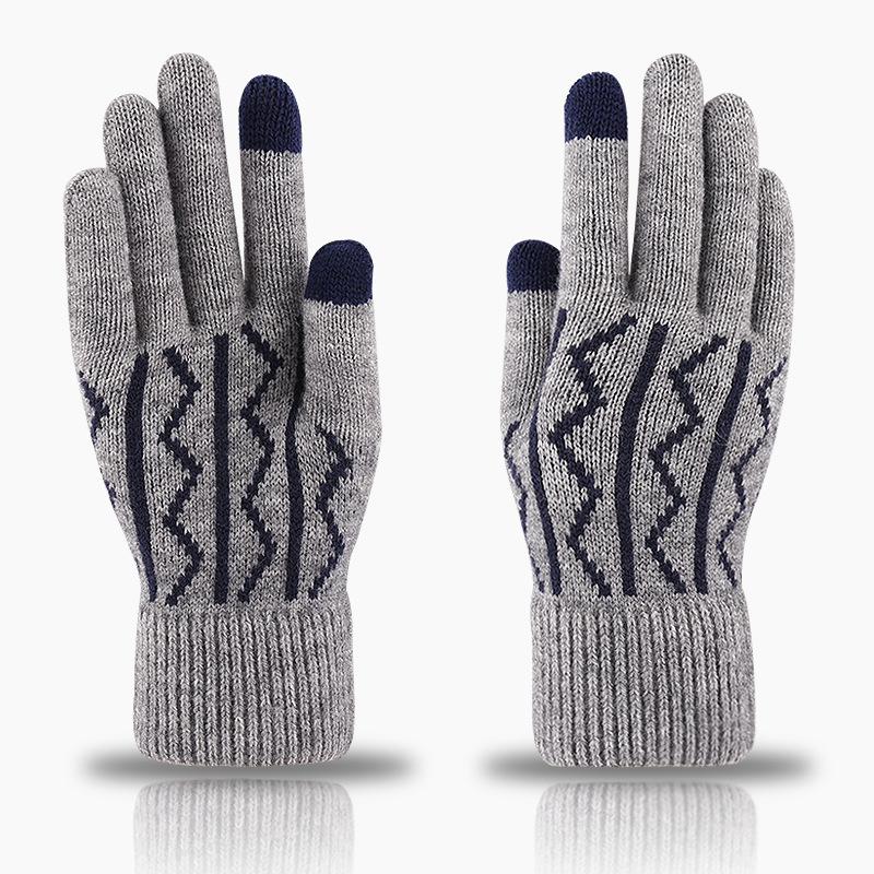 Warm Outdoor Riding Gloves, Piled and Thickened Full-finger Men's and Women's Autumn Jacquard Knitted Cold-proof Gloves