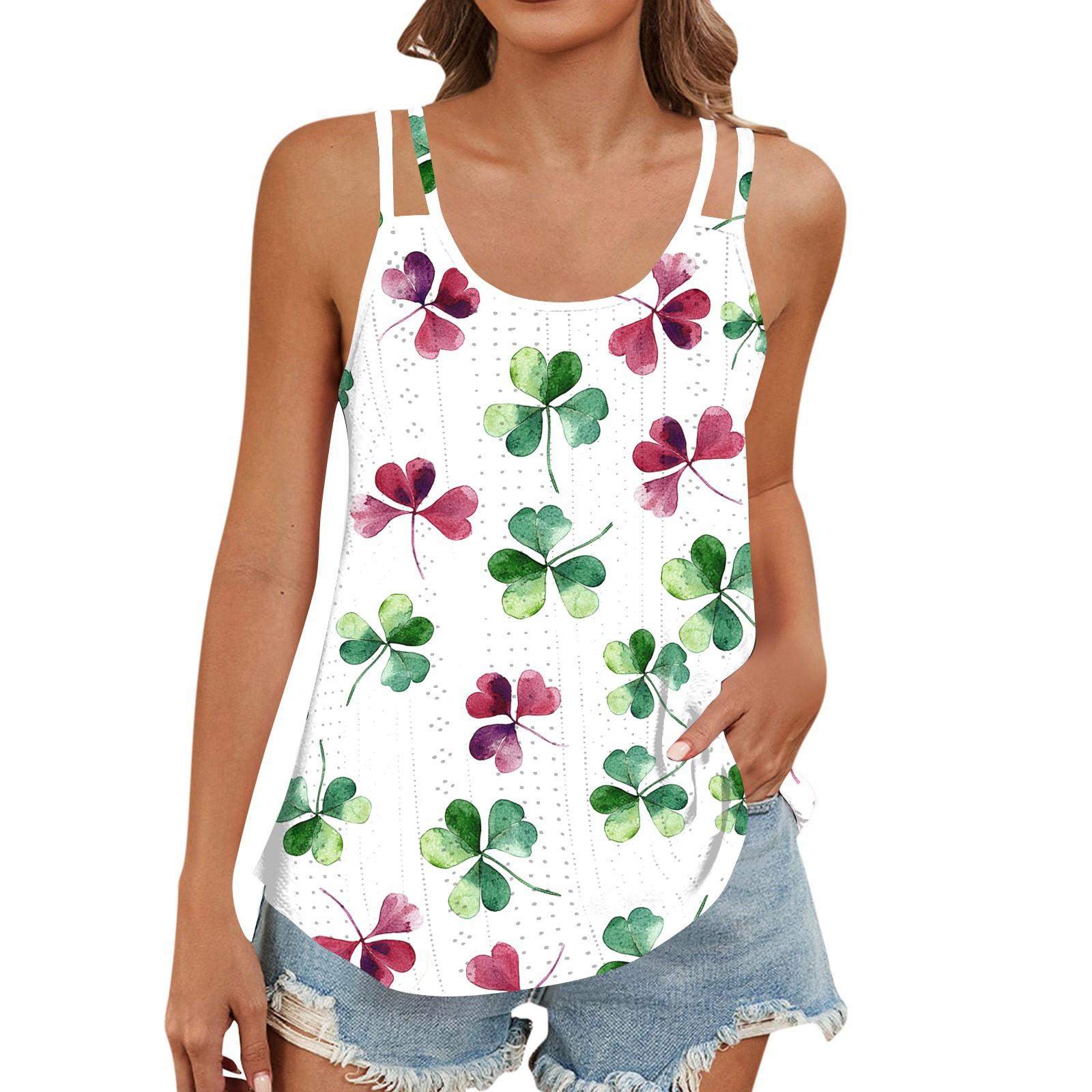 

Женская майка с вырезом R Neck, базовая однотонная повседневная струящаяся летняя безрукавка с глубокими боковыми вырезами для женщин St. Патрика L армия зеленый