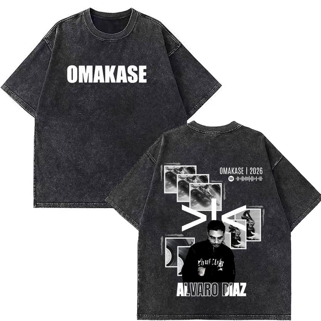 Alvaro Diaz Omakase Album 2026 Tour Merch T Shirt Unisex Unisex Hiphop Tshirt Shortsleeved Casual Cotton Vintage Washed Tshirts