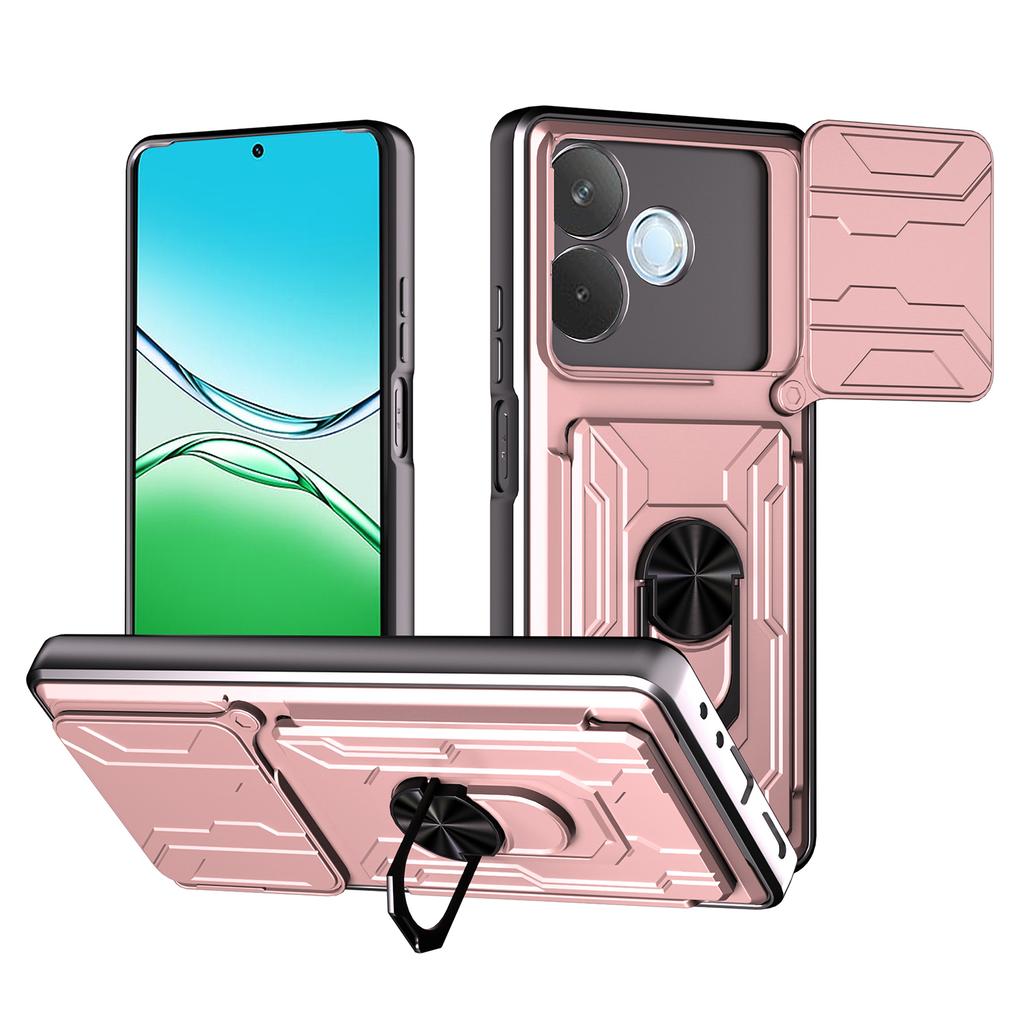 Pre Oppo A5 Pro 5G (globálne) Puzdro PC+TPU s výklopným stojanom, zadný kryt telefónu s posuvným krytom fotoaparátu