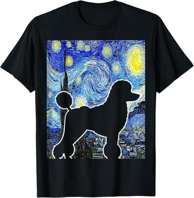 Barboncino Notte Stellata Amante dei Cani Van Gogh T-shirt Barboncino