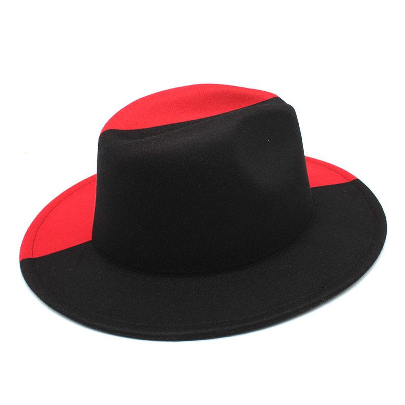 Yin And Yang Color Matching Men'S And Women'S Woolen Felt Hats, Flat-Brimmed Jazz Top Hats