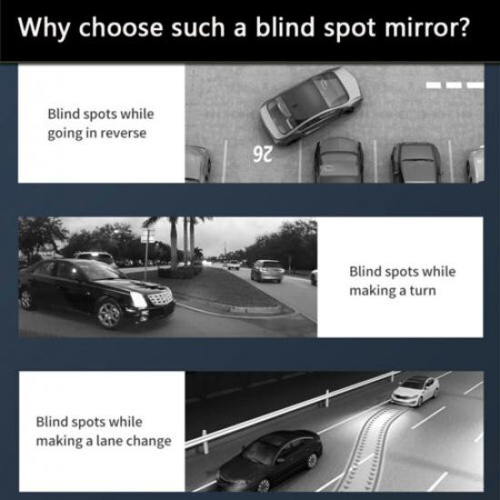 2PCS Car Blind Spot Mirror Side HD Round Glass Convex Rear View 360° Universal