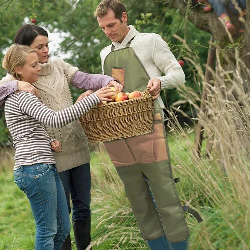 Hot Wear-resistant Oxford Apron For Gardening Work Multiple Pockets For Small Tools Pruning Branches Picking Work Aprons