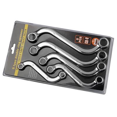 5x/Set 10mm To 19mm S-Shaped Wrench Set Practical Double 12 Point Box Ends S-Style Spanner Repair Tool for Confined Area