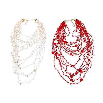 Handmade Bead Necklace User Friendly Alloy Jewelry Lightweight Pearls Neckchain For Everyday Wear & Parties