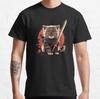 Cute Black Cat Kawaii Samurai Kitten Ninja Cat Warrior Sword TShirt Kitty Cat 100 Cotton Printed Mens Clothing