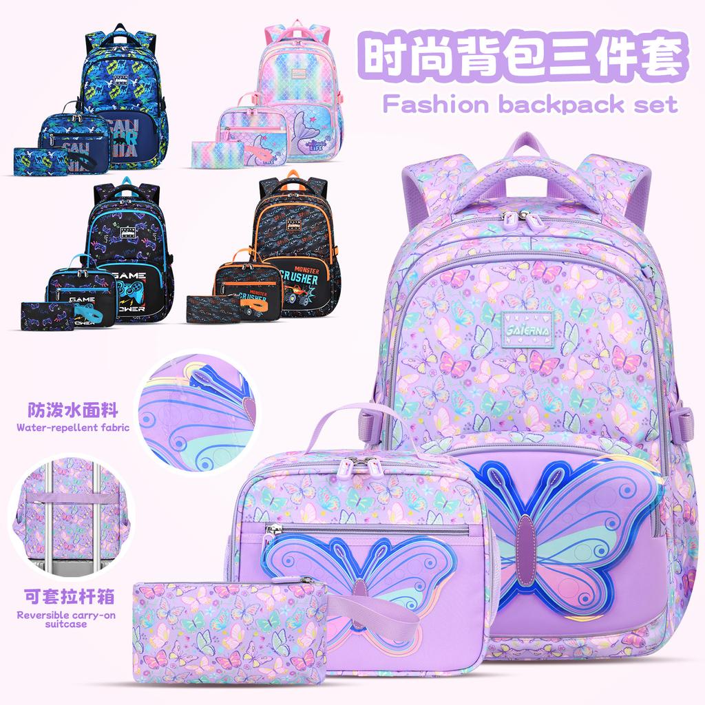 3 Stuks Kinder Schoolrugzak Kinderen Schooltassen Set Meisjes Basisschool Rugzak met Lunchtas Schooltas Boekentas Kinderen Mochilas