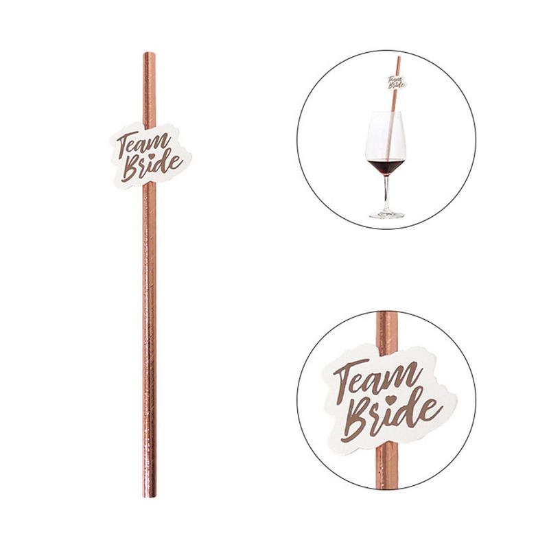 New Bride Team Straws Bachelorette Party Rose Gold Straws Decoration Bridal Shower Wedding Party Supplies Set Of 10 Night Party