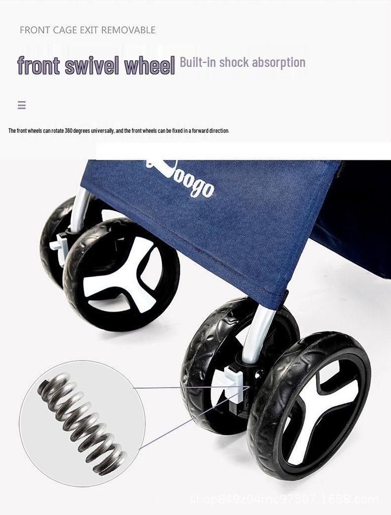 Foldable Lightweight Pet Stroller for Cats and Dogs - Four-Wheeled Design