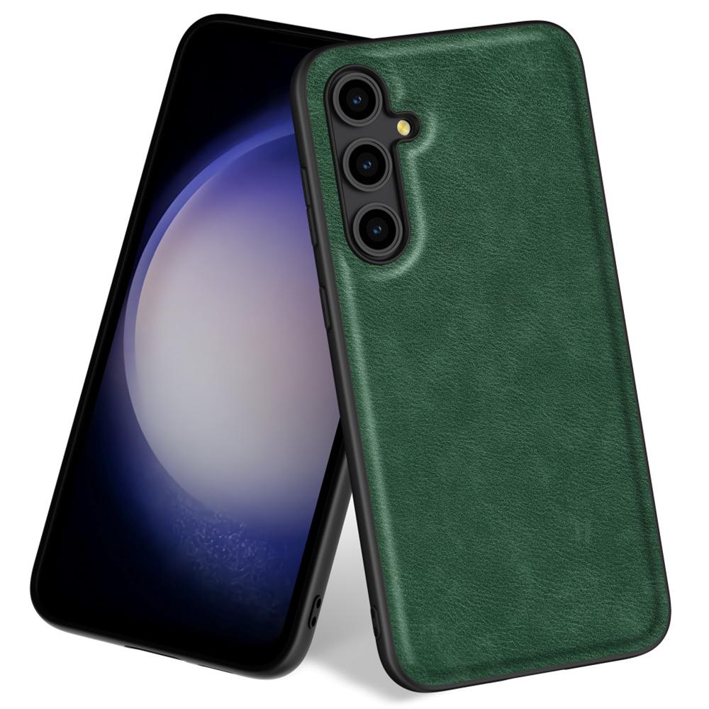

For Samsung Galaxy A16 5G/A16 4G Case Retro Leather Coated PC+TPU Anti-Shock Phone Cover Green