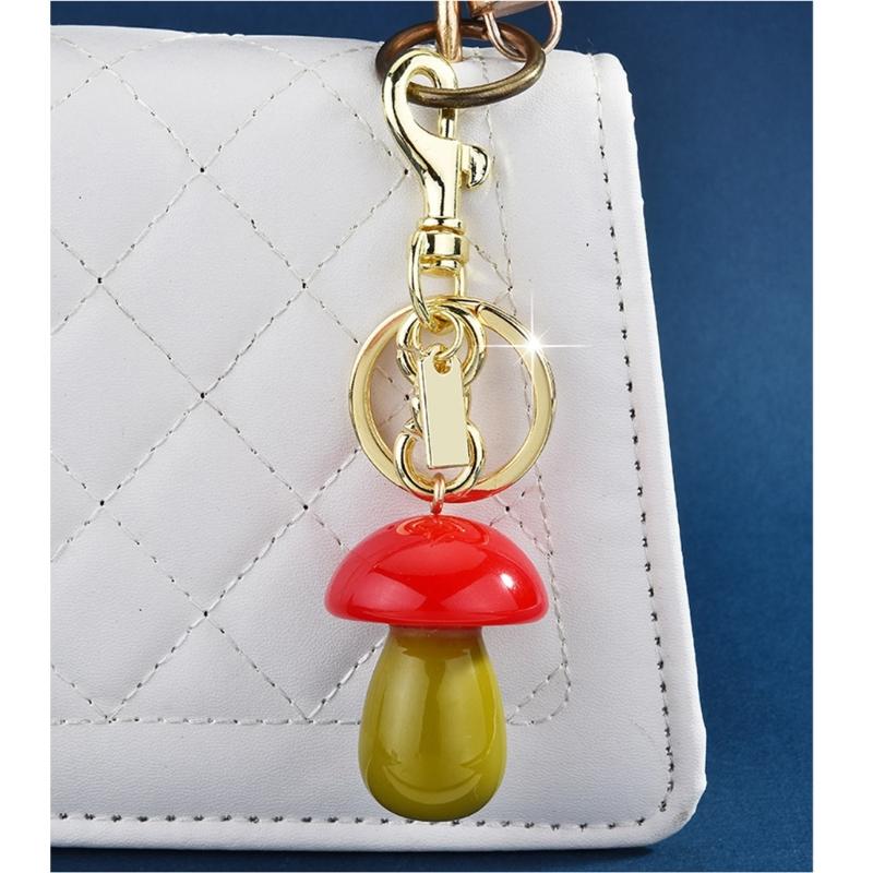 Cartoon Mushroom Keychain Car Key Holder Fashionable Keyring Pendant Bag Decoration for Stylish Women and Students