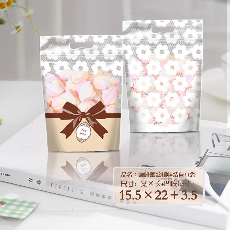 

50Pcs 15x22cm Snowflake Crisp Self-sealing Zipper Bags Nougat Cartoon Cookie Candy New Year Wedding Party Gift Packaging 15.5x22x3.5cm