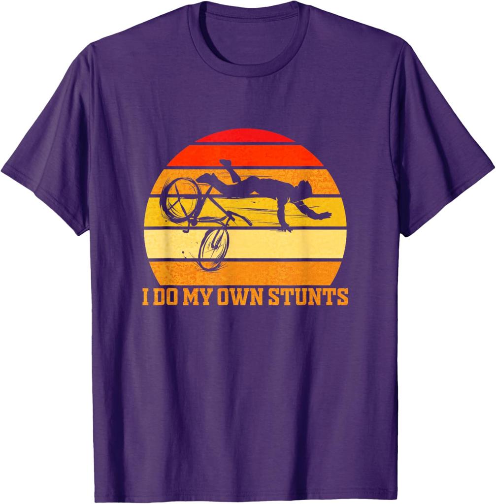 Cycling Lover Cycle Funny Bicycle Vintage I Do My Own Stunts TShirt Vintage Retro Cycling TShirt Breathable Cotton